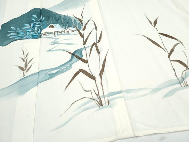 平和屋着物＊夏物　訪問着　絽　手描き　遠山風景文　正絹　逸品　CABJ1184th