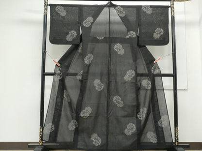 平和屋着物＊夏物　結城紬　夏結城　100亀甲　飛び亀甲柄　雪輪花文　正絹　逸品　CABJ1185th