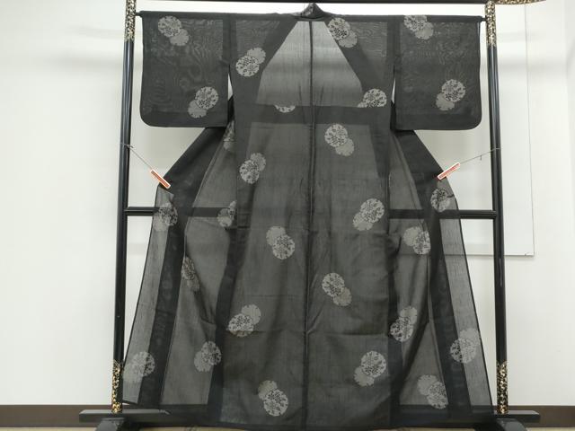 平和屋着物＊夏物　結城紬　夏結城　100亀甲　飛び亀甲柄　雪輪花文　正絹　逸品　CABJ1185th