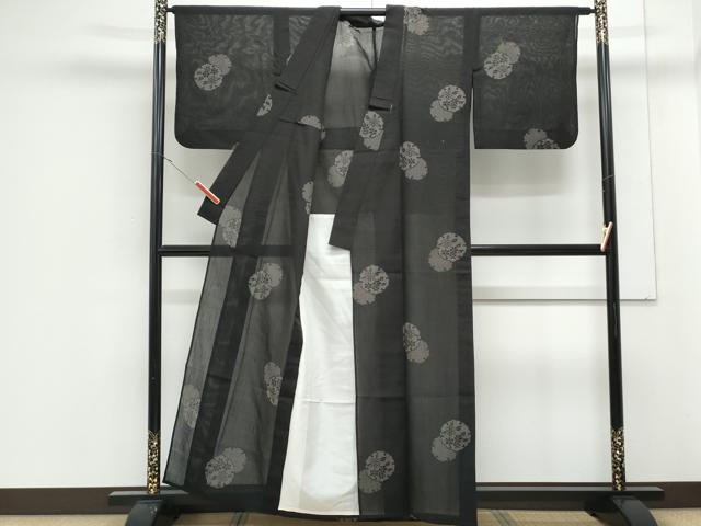平和屋着物＊夏物　結城紬　夏結城　100亀甲　飛び亀甲柄　雪輪花文　正絹　逸品　CABJ1185th