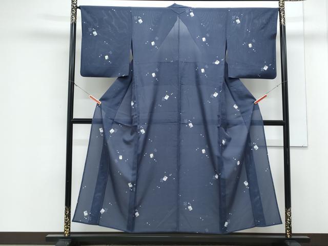 平和屋着物＊夏物　小紋　絽　片輪車舞花文　正絹　逸品　CABJ1187th