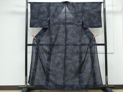 平和屋着物＊夏物　紗紬　流水花文　正絹　逸品　CABJ1188th