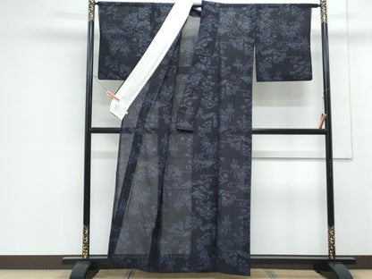 平和屋着物＊夏物　紗紬　流水花文　正絹　逸品　CABJ1188th