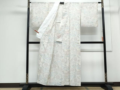 平和屋着物＊夏物　本場大島紬　夏大島　白大島　流水花文　正絹　逸品　CABJ1190th