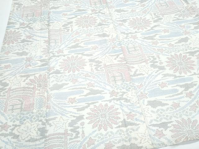 平和屋着物＊夏物　本場大島紬　夏大島　白大島　流水花文　正絹　逸品　CABJ1190th