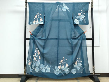 平和屋着物＊夏物　訪問着　絽　草花文　正絹　逸品　CABJ1193th
