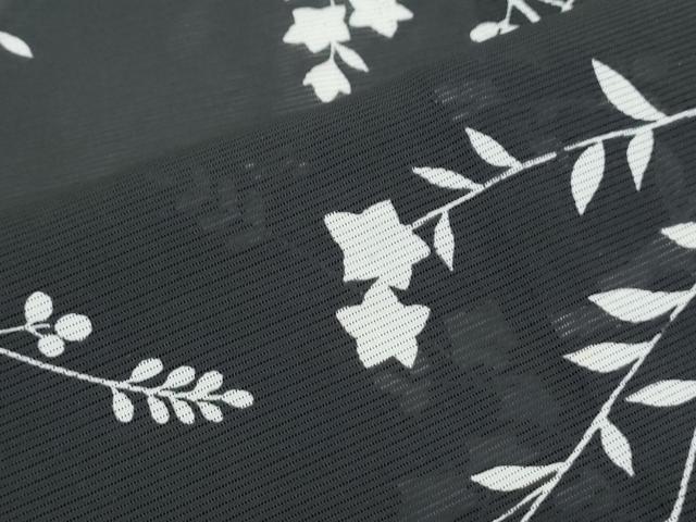 平和屋着物＊夏物　小紋　絽　枝花文　黒地　正絹　逸品　CABJ1195th