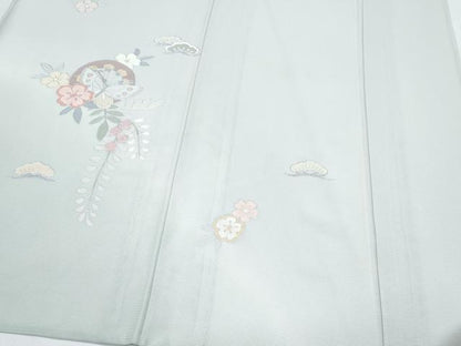 平和屋着物＊夏物　訪問着　絽　片輪車花蝶文　暈し染め　銀彩　正絹　逸品　CABJ1198th