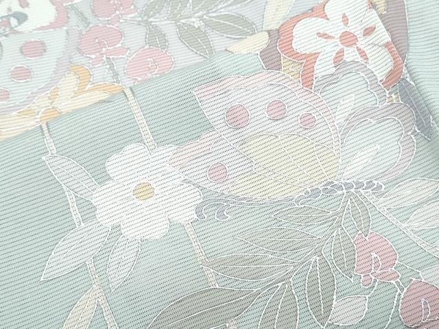 平和屋着物＊夏物　訪問着　絽　片輪車花蝶文　暈し染め　銀彩　正絹　逸品　CABJ1198th