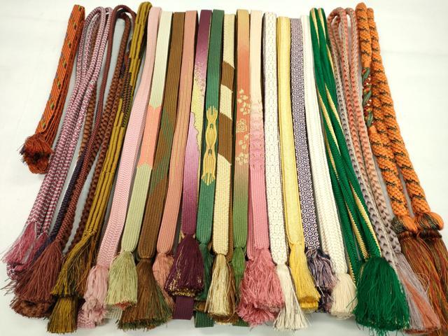 平和屋着物●和装小物　帯締め20本セット　高麗組　大和組　丸組　振袖用　金糸　未使用あり　逸品　CABJ1204ju