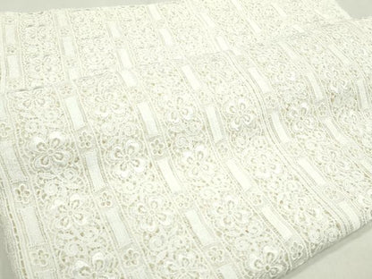 平和屋着物▼手芸用品　レース生地　花　幅100cm×2m　ハンドメイド素材　手芸素材　逸品　未使用　CABJ1213ju