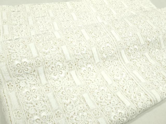 平和屋着物▼手芸用品　レース生地　花　幅100cm×2m　ハンドメイド素材　手芸素材　逸品　未使用　CABJ1213ju