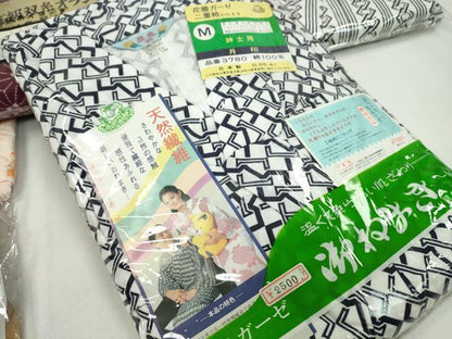 平和屋着物▼和装ナイトウェア　寝巻き・丹前下まとめて５点　男性　女性　ガウン　二重袷ガーゼ　浴衣地　入院着　逸品　未使用CABJ1215ju