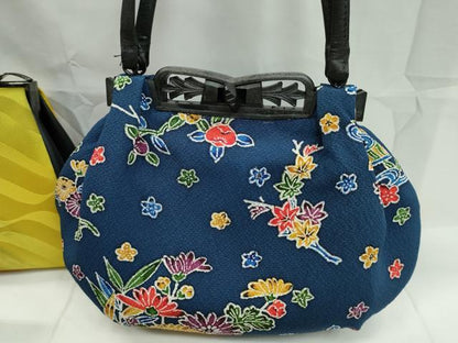 平和屋着物▼和装小物　和装バッグまとめて４点　ハンドバッグ　鶴　枝花文　未使用あり　逸品　CABJ1216ju