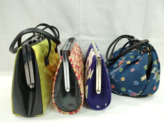 平和屋着物▼和装小物　和装バッグまとめて４点　ハンドバッグ　鶴　枝花文　未使用あり　逸品　CABJ1216ju