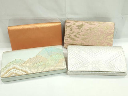 平和屋着物▼和装小物　和装バッグまとめて４点　ハンドバッグ　遠山文　霞文　菱花文　礼装　金銀糸　逸品　CABJ1217ju