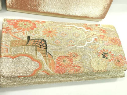 平和屋着物▼和装小物　和装バッグまとめて４点　ハンドバッグ　佐賀錦　御所車吉祥花文　雲取り竹青海波　礼装　金銀糸　逸品　CABJ1220ju