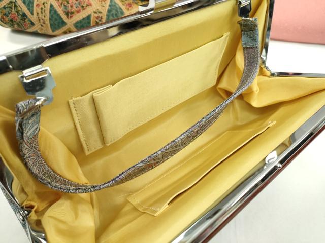 平和屋着物▼和装小物　和装バッグまとめて５点　ハンドバッグ　縮緬　渡り橋流水花鳥文　草花文　甚三紅色　金銀糸　逸品　CABJ1221ju