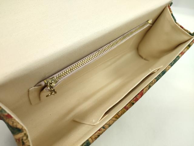 平和屋着物▼和装小物　和装バッグまとめて５点　ハンドバッグ　縮緬　渡り橋流水花鳥文　草花文　甚三紅色　金銀糸　逸品　CABJ1221ju