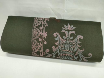 平和屋着物▼和装小物　和装バッグまとめて５点　ハンドバッグ　縮緬　渡り橋流水花鳥文　草花文　甚三紅色　金銀糸　逸品　CABJ1221ju