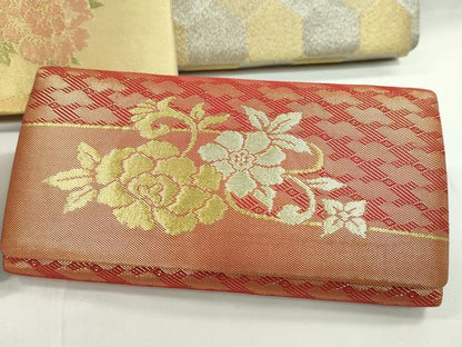 平和屋着物▼和装小物　和装バッグまとめて５点　ハンドバッグ　佐賀錦　亀甲花文　枝花文　礼装　金銀糸　逸品　CABJ1222ju
