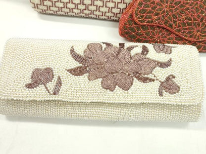 平和屋着物▼和装小物　和装バッグ　ビーズバッグまとめて５点　総ビーズ　花　雲重ね亀甲文　逸品　CABJ1225ju