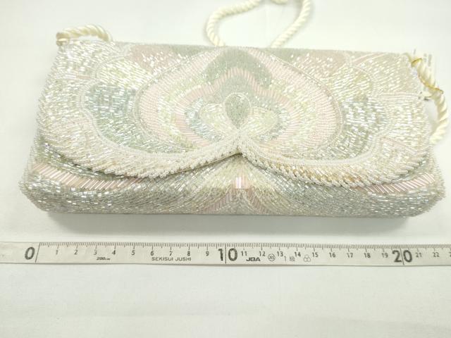 平和屋着物▼和装小物　和装バッグ　ビーズバッグまとめて３点　総ビーズ　ポシェット　黒　白　ピンク　逸品　CABJ1228ju