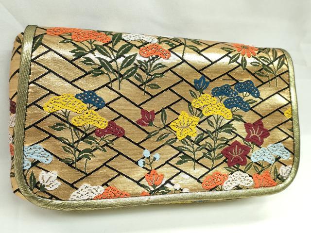 平和屋着物▼和装小物　和装バッグまとめて３点　ハンドバッグ　円文白虎朱雀錦　枝花文　金糸　逸品　CABJ1232ju