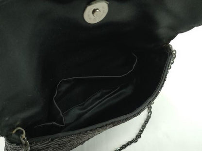 平和屋着物▼和装小物　和装バッグ　チェーンバッグまとめて３点　ビーズ刺繍　花　黒　逸品　CABJ1233ju