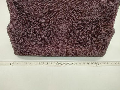 平和屋着物▼和装小物　和装バッグ　ビーズバッグまとめて２点　総ビーズ　花　立涌　暗紅色　逸品　CABJ1241ju