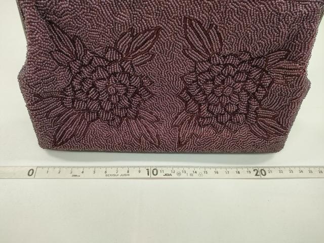 平和屋着物▼和装小物　和装バッグ　ビーズバッグまとめて２点　総ビーズ　花　立涌　暗紅色　逸品　CABJ1241ju