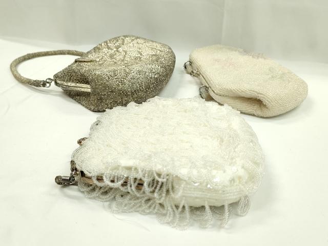 平和屋着物▼和装小物　和装バッグ　ビーズバッグまとめて３点　総ビーズ　フリンジ　花　逸品　CABJ1247ju