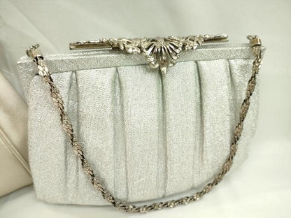 平和屋着物▼和装小物　チェーンバッグまとめて４点　シルバー　ゴールド　金銀糸　逸品　CABJ1248ju