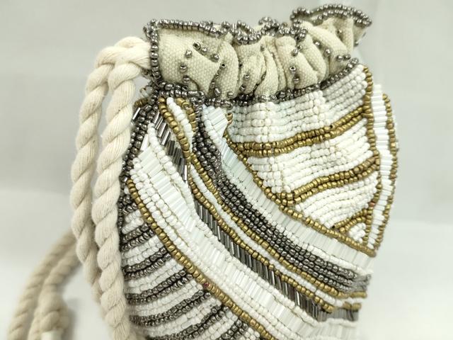 平和屋着物▼和装小物　ビーズバッグまとめて２点　インド刺繍　手刺繍　巾着　ポシェット　未使用あり　逸品　CABJ1249ju