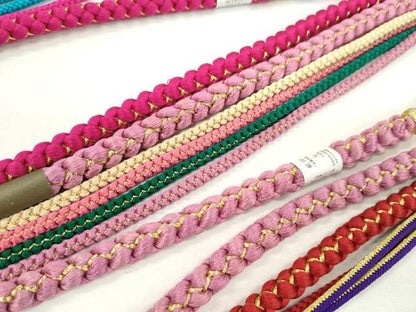 平和屋着物▼和装小物　帯締め３本セット　振袖用　飾り付き　飾り玉　パール　赤紫　緋色　躑躅色　金糸　逸品　未使用　CABJ1256ju