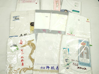 平和屋着物▼和装小物　和装肌着まとめて10点　肌襦袢　裾除け　スリップ　縦絽　ガーゼ　綿ネル　Ｍサイズ　未使用多数　逸品　CABJ1278ju