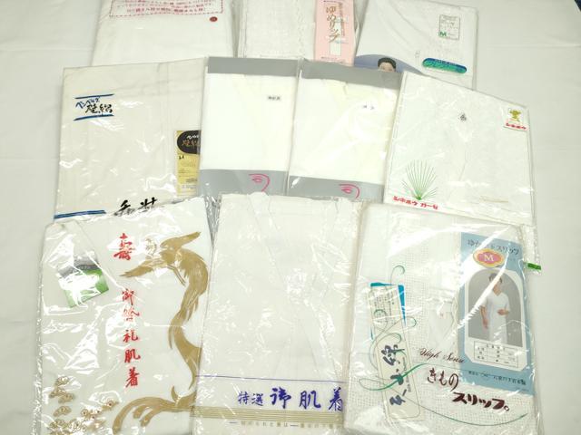 平和屋着物▼和装小物　和装肌着まとめて10点　肌襦袢　裾除け　スリップ　縦絽　ガーゼ　綿ネル　Ｍサイズ　未使用多数　逸品　CABJ1278ju
