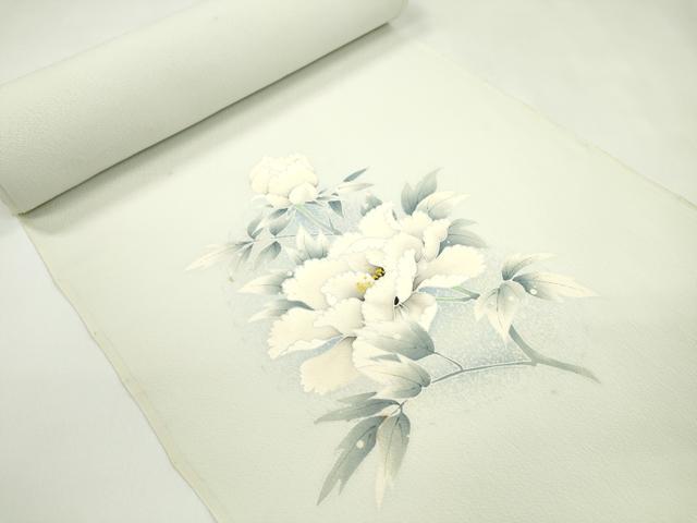 平和屋着物●鎌倉友禅　坂井教人　日本工芸会正会員　付下げ　反物　刺繍　牡丹　金銀彩　着尺　逸品　未使用　CABJ1405ju