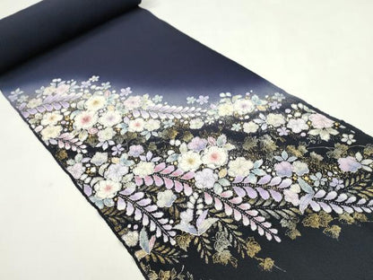 平和屋着物●付下げ　反物　辻ヶ花　絞り　紺桔梗　南久　金銀彩　着尺　逸品　未使用　CABJ1406ju