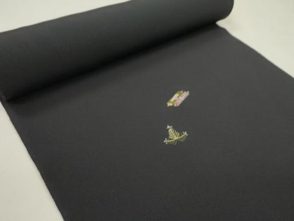 平和屋着物●付下げ　反物　総刺繍　宝尽くし　紫黒色　金糸　丹後ちりめん　着尺　逸品　未使用　CABJ1407ju