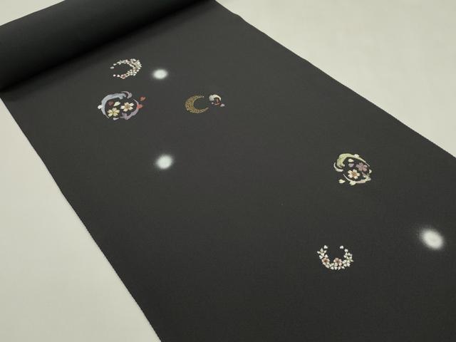 平和屋着物●付下げ　反物　総刺繍　花丸文　紅消鼠色　蛍暈し　金糸　丹後ちりめん　着尺　逸品　未使用　CABJ1408ju
