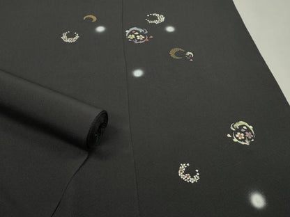 平和屋着物●付下げ　反物　総刺繍　花丸文　紅消鼠色　蛍暈し　金糸　丹後ちりめん　着尺　逸品　未使用　CABJ1408ju