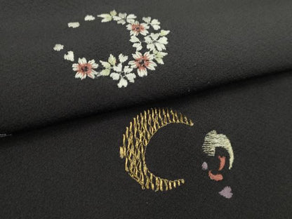 平和屋着物●付下げ　反物　総刺繍　花丸文　紅消鼠色　蛍暈し　金糸　丹後ちりめん　着尺　逸品　未使用　CABJ1408ju