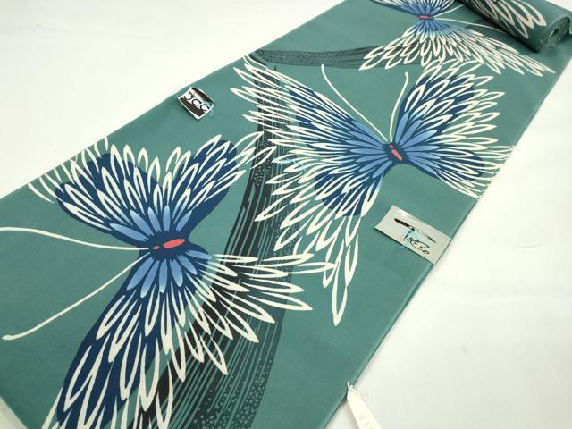 平和屋着物＊夏物　浴衣　反物　TAKEZO　注染　蝶　綿　着尺　逸品　未使用　CABJ1412ju