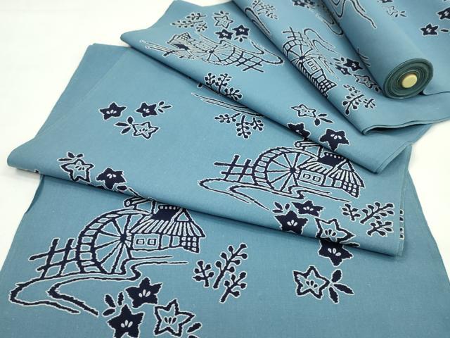 平和屋着物＊夏物　浴衣　反物　御所解文　綿　着尺　逸品　未使用　CABJ1413ju
