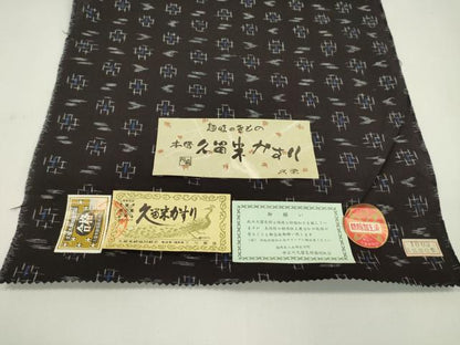 平和屋着物●久留米絣　反物　綿　絣絵　下川繁雄作　証紙付き　着尺　逸品　未使用　CABJ1419ju