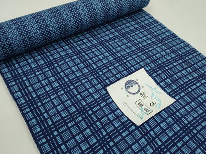 平和屋着物＊夏物　竺仙　浴衣　反物　両面染　格子柄　綿　証紙付き　着尺　逸品　未使用　CABJ1421ju