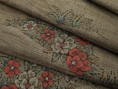 平和屋着物●本場大島紬　反物　9マルキ　草花文　着尺　逸品　未使用　CABJ1426ju
