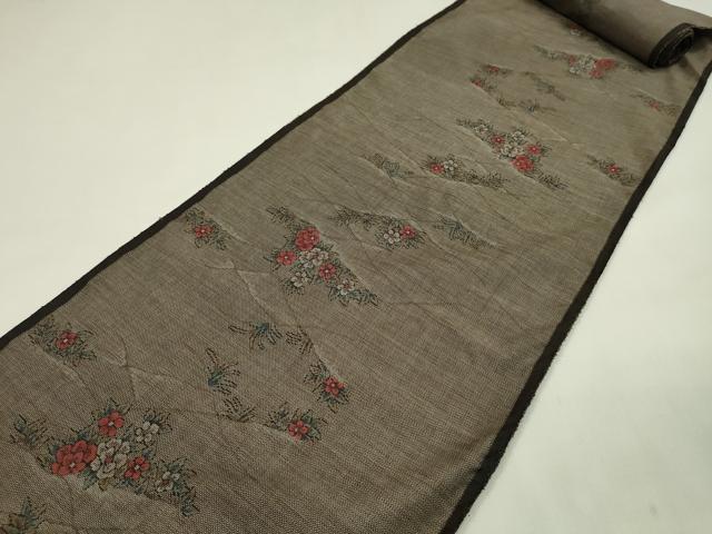 平和屋着物●本場大島紬　反物　9マルキ　草花文　着尺　逸品　未使用　CABJ1426ju