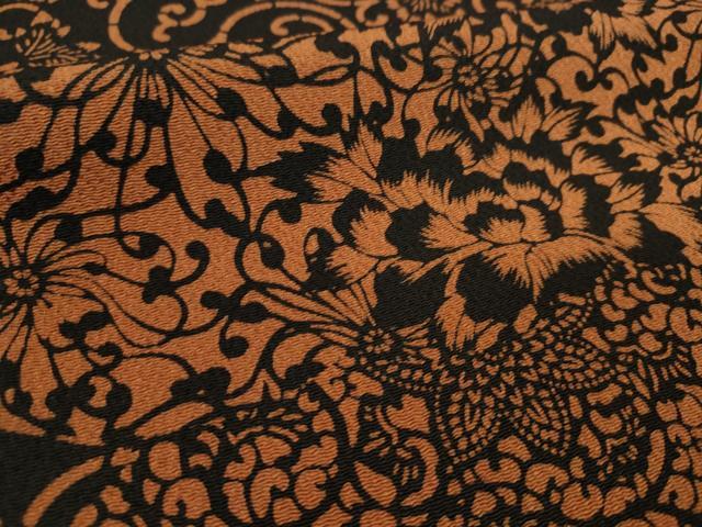 平和屋着物●小紋　解き反物　型染め　花唐草文　着尺　逸品　CABJ1429ju